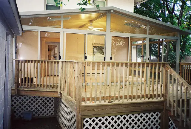 Sunroom glowing at dusk
