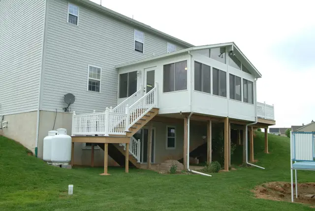 Elevated A-frame sunroom addition